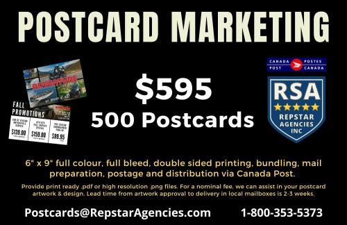 500 Postcards Printed and Mailed via Canada Post